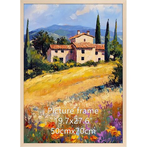 Cadre 50x70 cm Couleur du bois Aluminium, Adapté pour Posters et Puzzles, Grand Cadre Métallique pour Salon, Bureau, Galerie Affichage Mural (1/5)