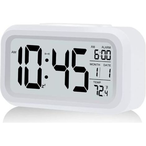 Digitaler Wecker, batteriebetriebener Wecker (weiß) (1/5)
