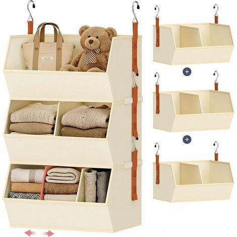 Extra großer Hängeorganizer für den Kleiderschrank,Hängeregale mit Trennwänden,faltbares Aufbewahrungssystem,Hängeorganizer aus Stoff für Zuhause (1/5)