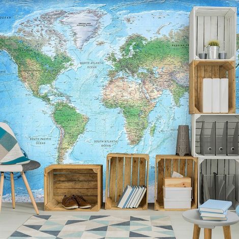 Papier peint World Map: Traditional Cartography - 150 x 105 cm (1/4)