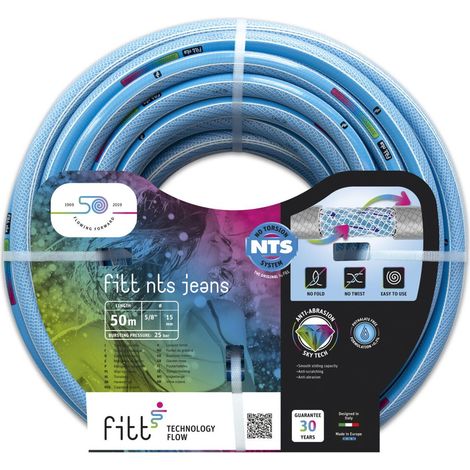 FITT NTS JEANS 5/8" (15mm) 50 m - Robuster und Flexibler Gartenschlauch für eine Intensive Nutzung