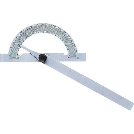 Rapporteur d'Angle Grand Secteur Acier Chrome WILMART - Règle 300mm - Graduation 0-180 - Mesure Precise Chantier