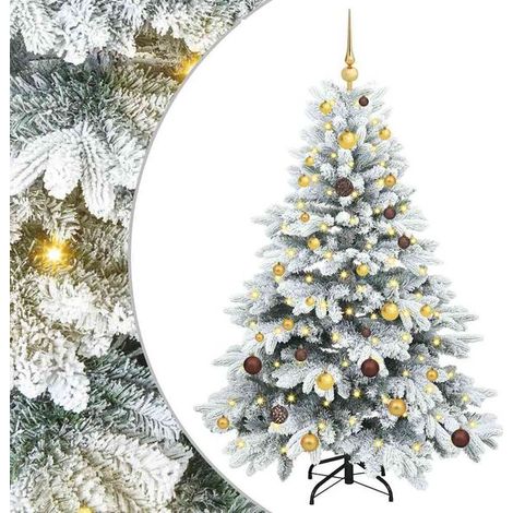 Sapin de Noël artificiel avec 150 lumières LED blanches, 150 cm de haut, en PE et PVC. (1/5)