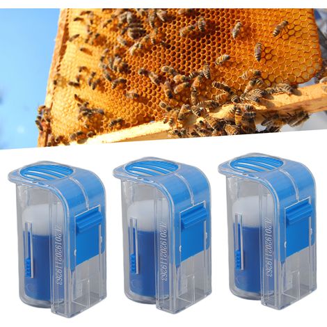 [Bienenmarkierungskäfig] Königinnenmarkierungskäfig aus Kunststoff, Einhand-Markierungskäfig mit Druckknopf, 3-teiliges Käfigset mit Markierung für Imker, Blau (1/5)