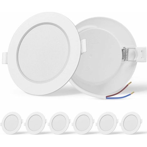 Spot LED encastrable 9 W (équivalent 72 W), lumière naturelle 4000 K, lot de 6, diamètre 90–110 mm, pour salle de bain et salon