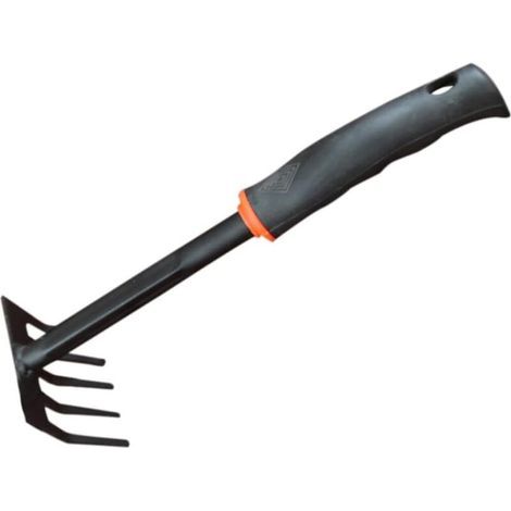 Fünfzinkiger Handrechen mit ergonomischem Griff zum Pflanzen, Umpflanzen, Jäten und Transportieren – 1 Stück – Schwarz (1/5)