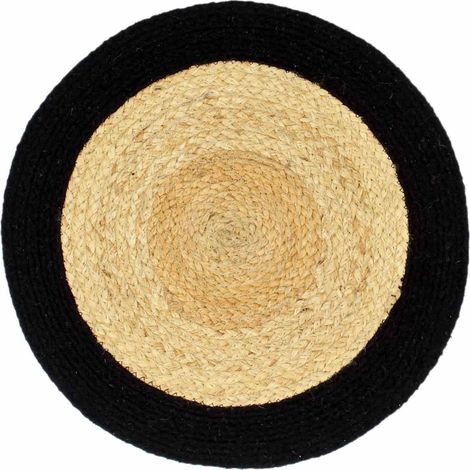 Napperons 6 pcs Naturel et noir 38 cm Jute et coton (1/4)