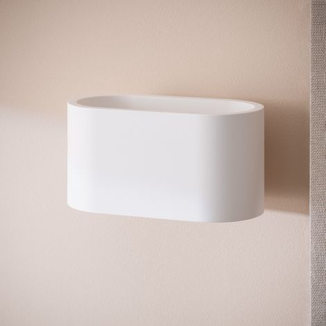 Applique da Parete in Gesso Iluminazione Doppia Merton Bianco