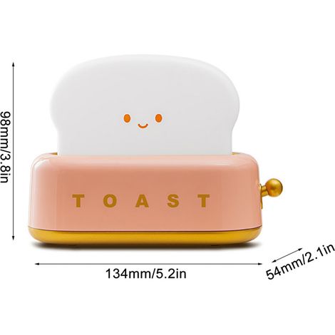 Veilleuse pain grillé mignonne USB rechargeable LED lampe pain avec minuterie portable lampe chevet cadeau anniversaire pour enfants adolescents (1/3)
