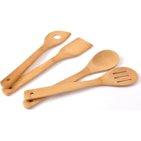 Set di spatola e cucchiaio da cucina in bambù - 4 pezzi (1/4)
