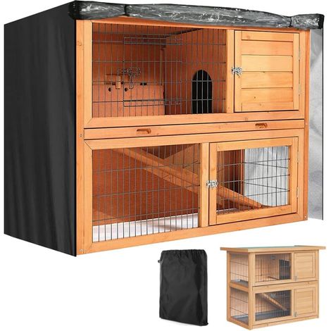 Housse de clapier à lapin imperméable à double étage 1,2 m avec trou d'air et couvercle visible pour l'hiver et l'extérieur (1/5)