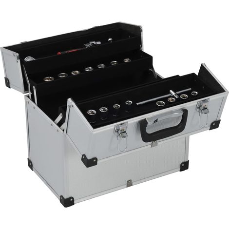 vidaXL Valigetta per Attrezzi 38x22,5x34 cm Argento in Alluminio