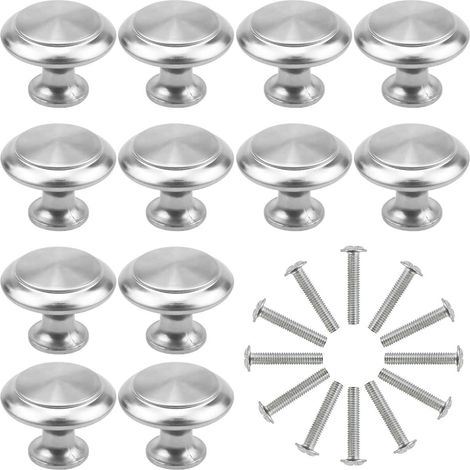 12PCS Argent Tiroir de Porte Poignée, 30mm Bouton de Meubles, Unique Trou Rond Boutons de Tiroir, Boutons de Porte, Poignées de Meuble pour Placard Armoire Cuisine, Chambre d'enfant (1/5)