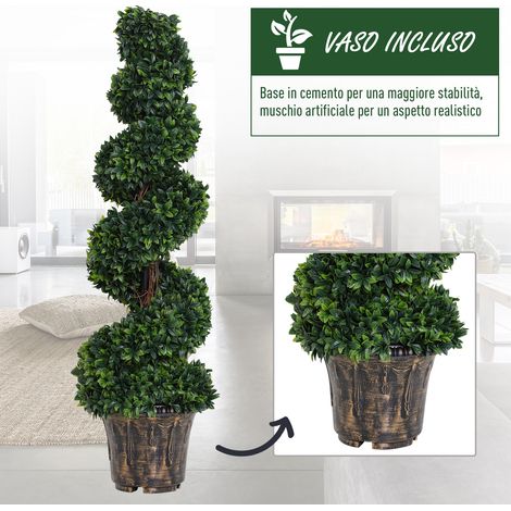 Plantas artificiales en espiral de 120 cm para interiores y exteriores, con macetas incluidas. Ideales para el hogar, la oficina, la sala de estar y la decoración del jardín. Color verde.