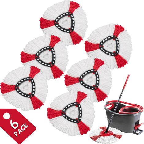 Set di 6 testine di ricambio per mocio compatibili con Vileda Turbo Mop 2 in 1, testine di ricambio per mocio compatibili con Vileda, testine di ricambio per mocio adatte a tutti i tipi di pavimenti