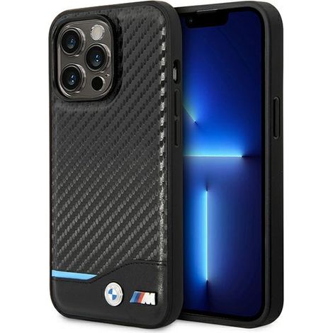 Funda BMW BMHCP14L22NBCK para iPhone 14 Pro de 6,1" en cuero negro y carbono (1/5)