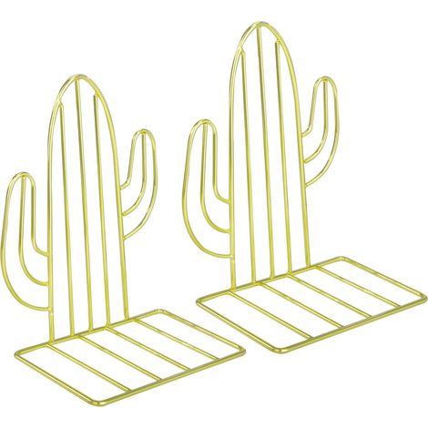 Cale Livre En Forme De Cactus En Métal Doré Antidérapant Séparateur Décoratif Pour Bureau Salon Librairie