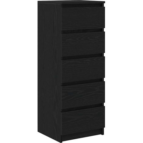 Buffet，Bahut，Meuble de Rangement avec tiroirs chêne noir 37,5x35x99 cm bois d'ingénierie CFW16286 (1/5)