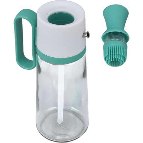 Bouteille doseuse anti-goutte anti-huile en verre vert 550 ml pour cuisine, vinaigre, sauce soja, condiments, lot de 2 (1/5)