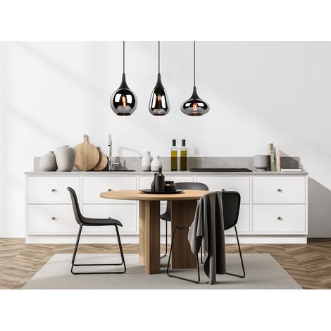 Pendelleuchte LUMINA 3 flammig Glas Chrom verspiegelt & Rauchglas Optik, B: 69cm (1/5)