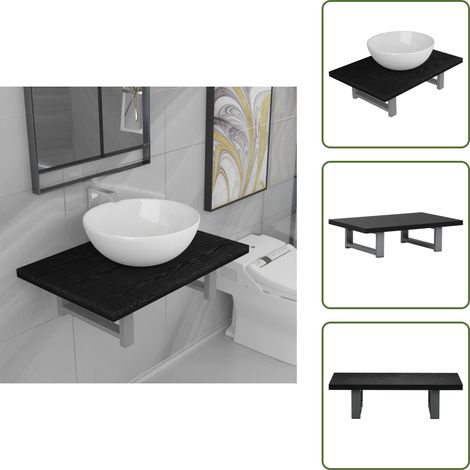 Muebles de baño cerámica - vidaXL Conjunto de muebles de baño 2 piezas cerámica negro - Baño moderno