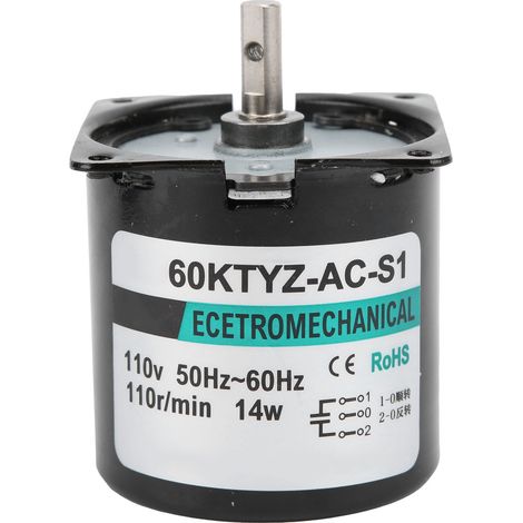 Moteur synchrone AC 14W à aimant permanent, basse vitesse, couple élevé, arbre central XD60KTYZ 110rpm/min 110V (1/5)