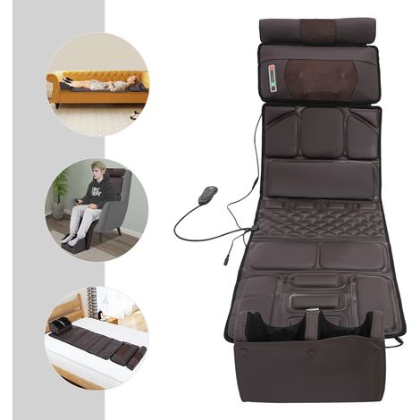 Tapis de massage complet, tapis de massage, coussin de massage avec appareil de massage des pieds, fonction chaleur 3D, fonction vibration