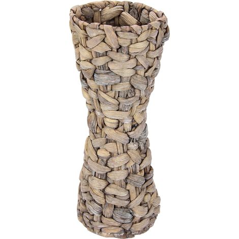 Flair Flower Vase en Jacinthe d'eau - Vase pour Fleurs artificielles ou Herbe de la Pampa - Décoration allongée - Grand et étroit - Fait à la Main - Vase de Sol tressé