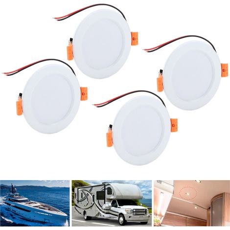 Adatto per faretti a cupola a LED bianchi da 6000K, confezione da 4, 300LM, ideale per interni di camper e automobili, 12V.