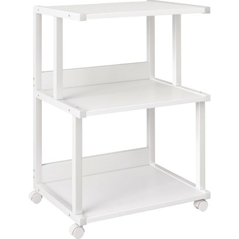Support d'imprimante avec étagère de Rangement, Table d'imprimante à 3 Niveaux avec roulettes, Chariot d'imprimante pour Organisation de Bureau à Domicile TPS001W (1/5)