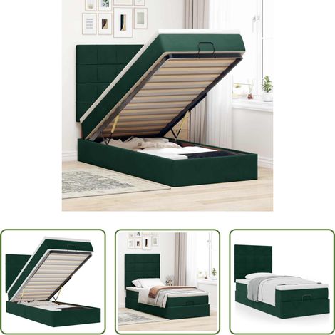Matratze -  Ottoman-Bett mit Matratzen Dunkelgrün 90x200 cm Samt (1/5)