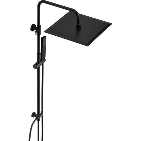 Colonne de douche Inox sans Robinetterie Thermostatique, Système Pluie pour Cabine Baignoire avec Barre Réglable Hauteur et Tête de Douche 30x30 cm Noir (1/5)