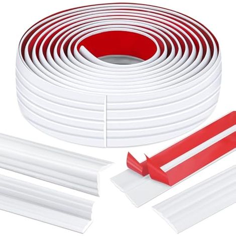3M Moulure à coller, Protecteurs d'angle muraux autocollants, Plinthe PVC choc pour coins intérieurs/extérieurs, Moulure flexible, Bande de finition découpable pour bandes décoratives