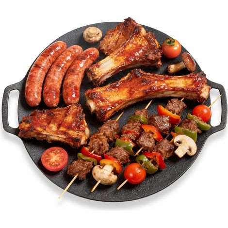 1 Poêle à griller, Alliage d'aluminium, Antiadhésif, Double poignée, Cuisinière gaz, Intérieur extérieur