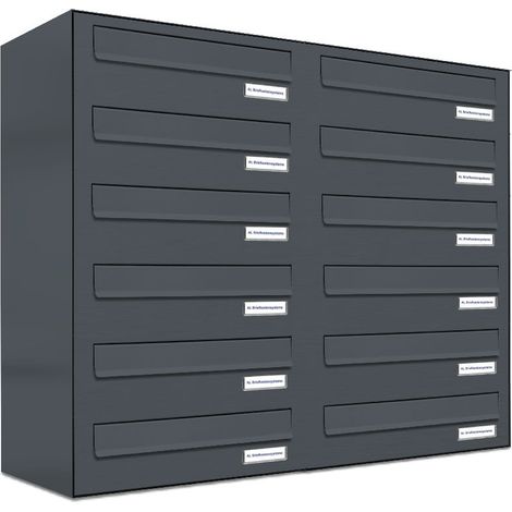 12er Briefkasten-Anlage Tür- Zaundurchwurf RAL 7016 Anthrazit (1/5)