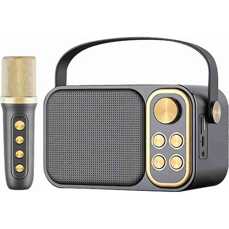 Enceinte caisson de basses karaoké rétro MDUG avec microphone - Bluetooth intégré - 10 W (1/4)
