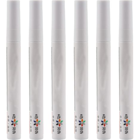 6x Weißer Permanent-Autoreifenlack-Metallstift