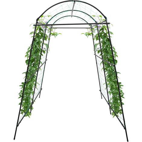 Grand treillis d'arche de jardin, 2,3 m, Treillis Potager, Plante Grimpante Extérieur, Noir, Acier galvanisé, Largeur réglable de 1,1 à 1,8 m (1/5)
