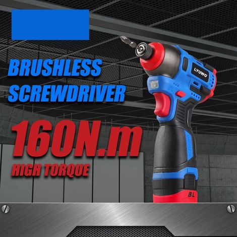 Tournevis électrique sans fil 16V 160 N·m brushless – perceuse à percussion LYUWO, outil multifonction, avec 1 batterie (1/5)