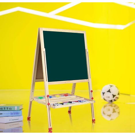 Tableau Enfants Double Face, Chevalet Multifonctions en Bois 57 x 55 cm, Peinture Magnétique Pliable, Hauteur Réglable, 80-148 5755cm (1/5)