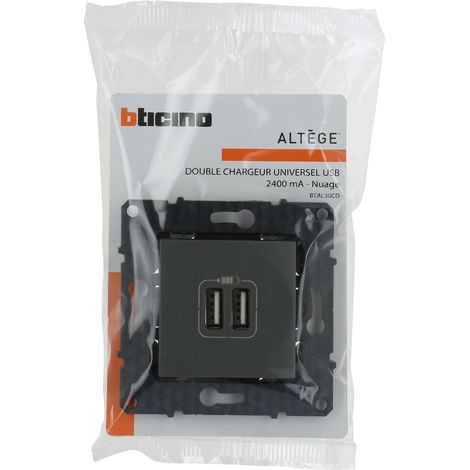 Bticino - Prise double USB Altège Type-A 3A - Finition Nuage (1/8)