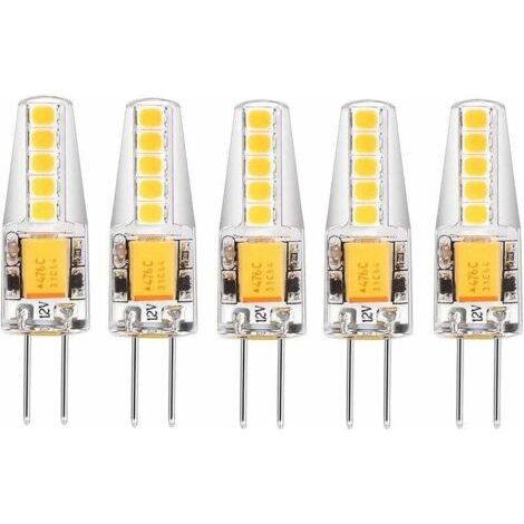 5er-Pack G4-LED-Lampen, neutralweiß (4000 K), 12 V AC/DC, 3 W, 200 lm, Ersatz für 20-W-G4-Halogenlampen. Kein Dimmen, kein Flackern. LED-Lampe mit Stiftsockel.