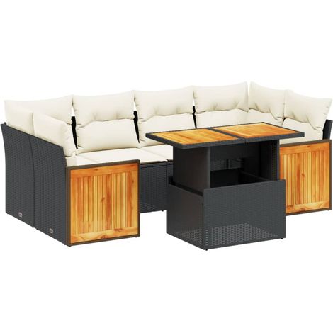 Maison Exclusive - Set Divani da Giardino con Cuscini 7pz Nero Polyrattan