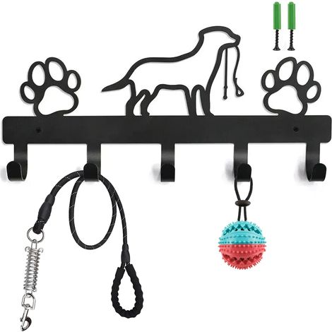 Porte-Manteau Mural avec 5 Crochets, Crochet en Forme de Patte de Chien pour Chapeaux, Clés et Manteaux, Noir (1/5)