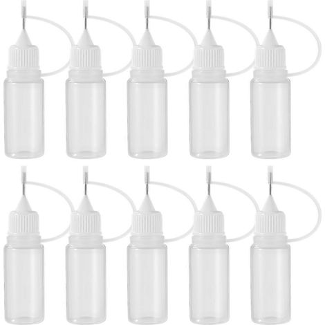10 Pack 10ml Needle Glue Bottle Liquid Needle Bottle Applicator DIY for Home Workplace, White (1/5)