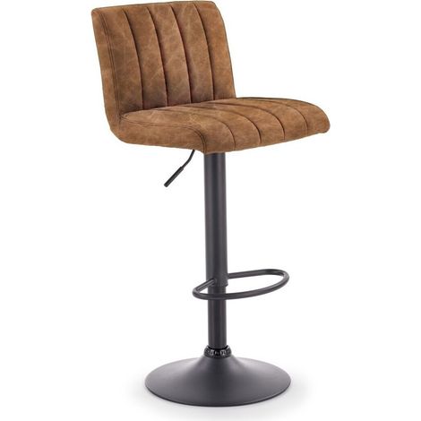 Silla de barra Houston 970, Marrón + Negro, 88x41x48cm, Cuero ecológico, Metálico