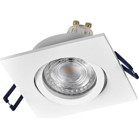 Spot Set Spot LED encastrable carré flexible blanc, 4,5 W 2700 K blanc chaud, aluminium, montage par clic, lot de 3 (1/4)
