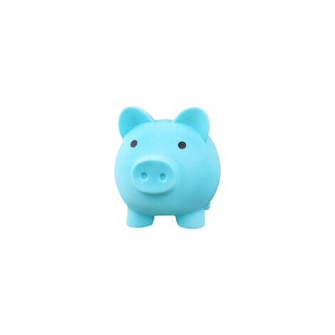 Tirelire cochon en plastique – Style cartoon – Bleu – Taille moyenne (1/5)