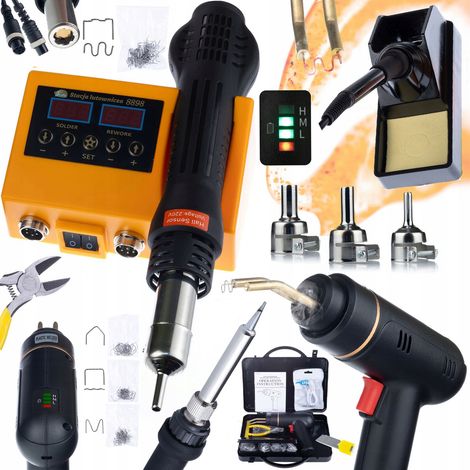 Rosfix Set Lötstation OH660 + Akku-Kunststoffhefter RBK200W – 2in1 Heißluft & 900M Kolben 660 W, LED, 5000 mAh Kunststoffschweißen & Elektronik Löttechnik-Set