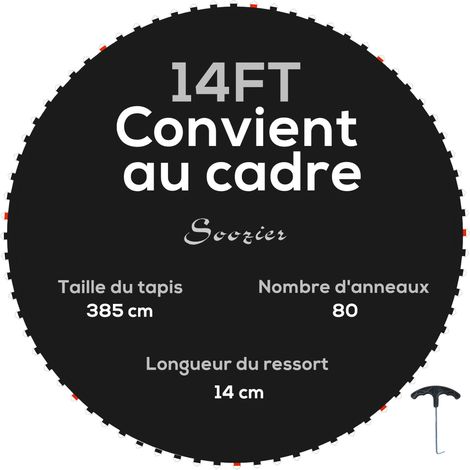 Tapis de rechange pour trampoline tapis de saut de remplacement, compatible trampoline Ø 4,3 m et ressorts de 14 cm (1/5)
